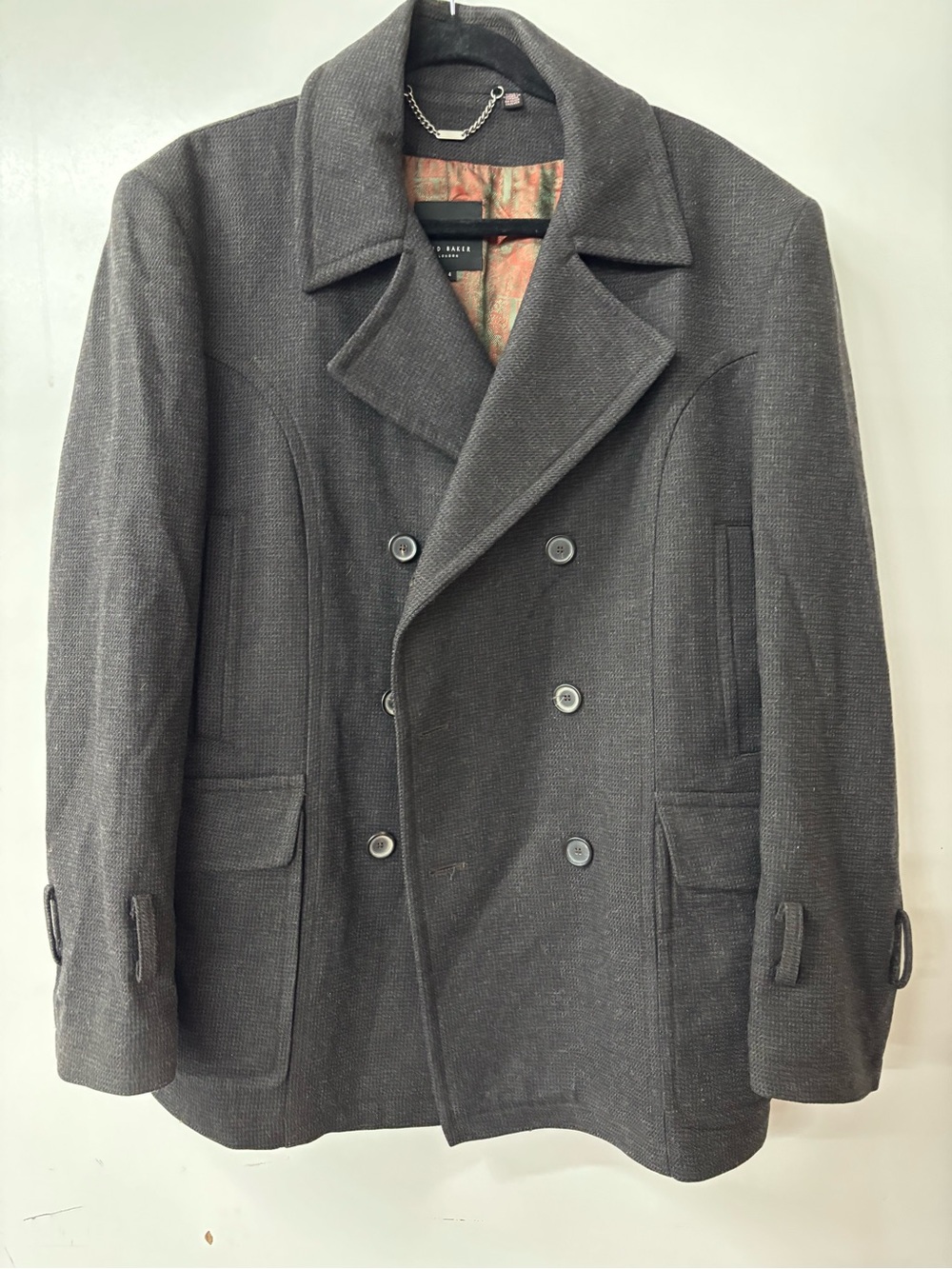 Ted Baker London Charcoal Gray Double-Breasted Pea Coat